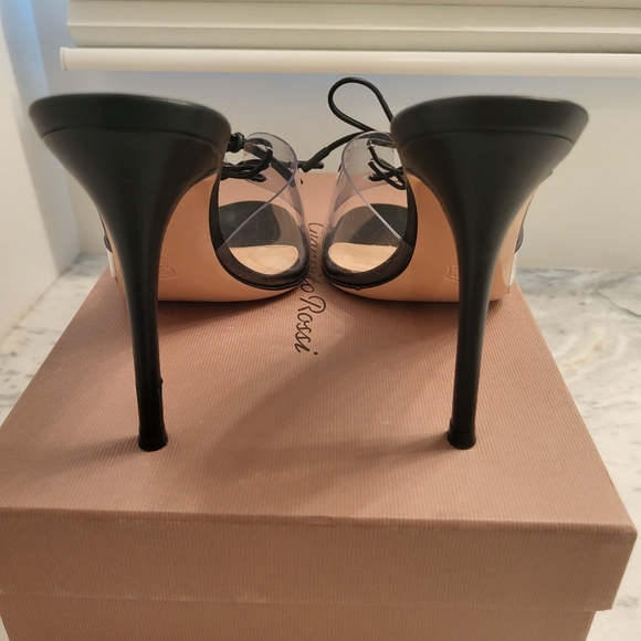 Gianvito Rossi Helmut Mule Black Bow-detailed PVC Leather Open Toe - Picture 5 of 9